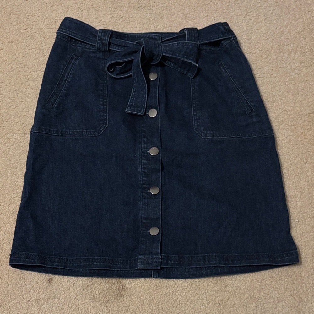 a new day Dark Blue A-Line Skirt with Button Detail